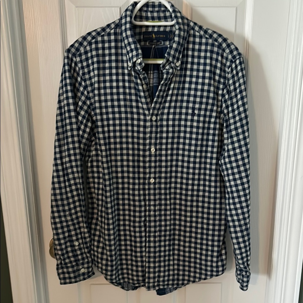 Polo Ralph Lauren Blue and White Casual Button Down Shirt